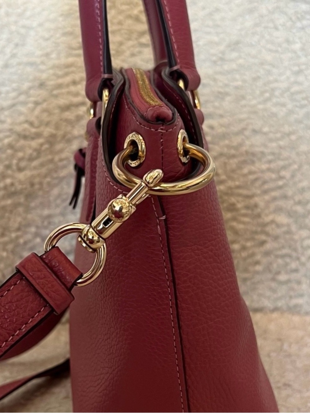 Coach Remy Pink Raspberry Colored Pebbled Leather Satchel Crossbody - Picture 8 of 13